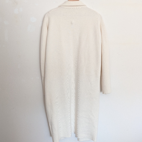 J Crew Merino Wool Blend Off White Duster Open Knit Cardigan Size Medium - Picture 8 of 9